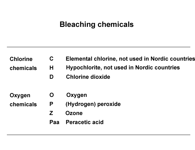 Bleaching chemicals (VTT)