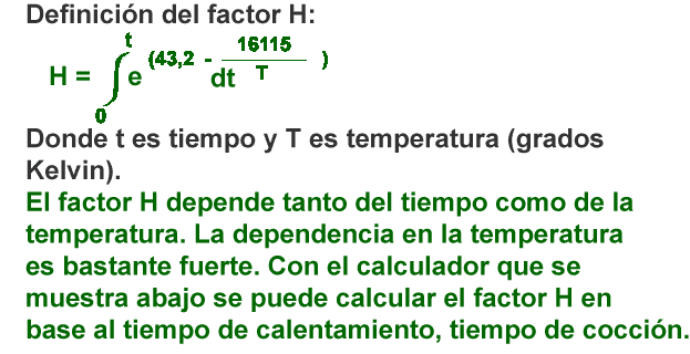 Cálculo del factor H  (VTT)