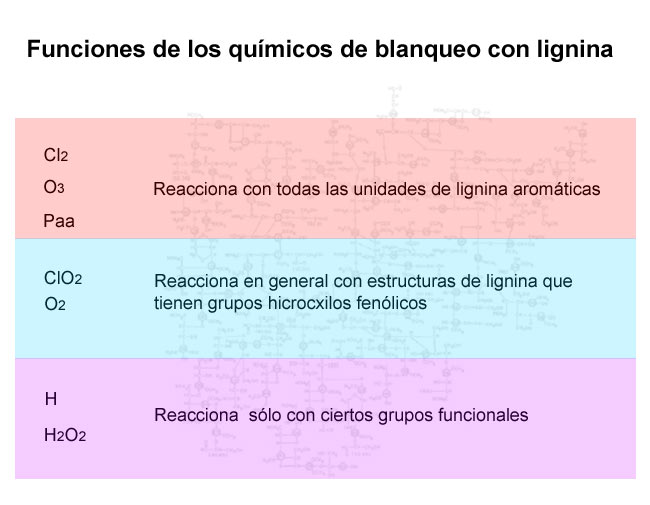 Funciones de los qumicos de blanqueo con lignina (Prowledge)